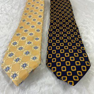 Bundle of 2 Neckties Hart Schaffner Marx Floral Silk/ Happy Jack Geometric Print